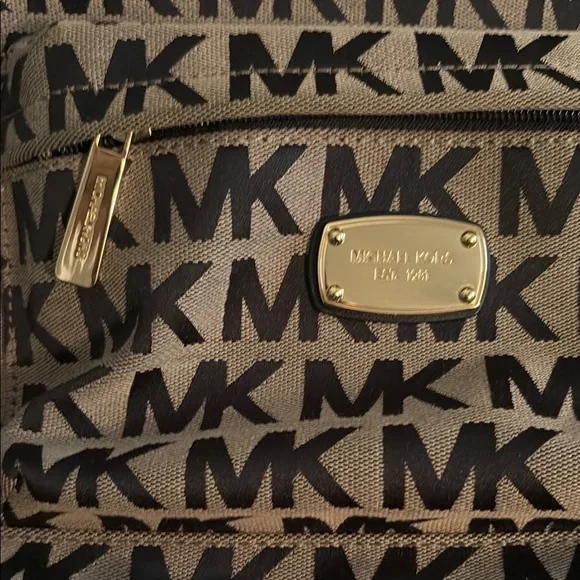 Michael Kors Brown Leather Trim Backpack - Picture 3 of 5